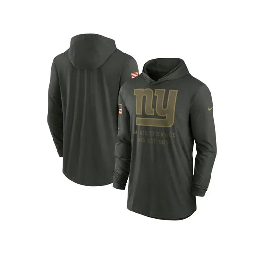 New York Giants 2025 Salute to Service Hooded Long Sleeve T-shirt