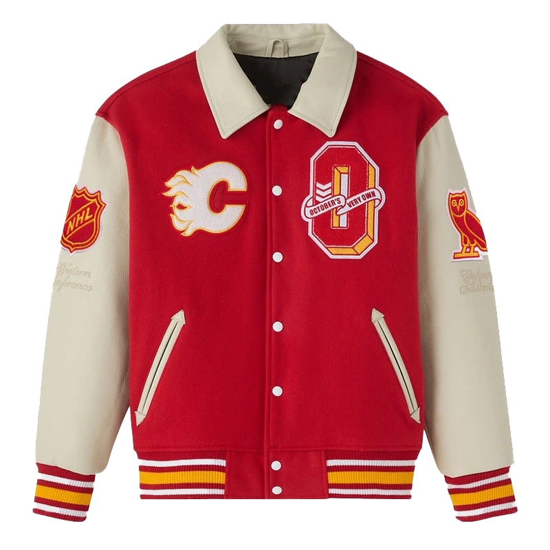 OVO X NHL Calgary Flames Varsity Jacket