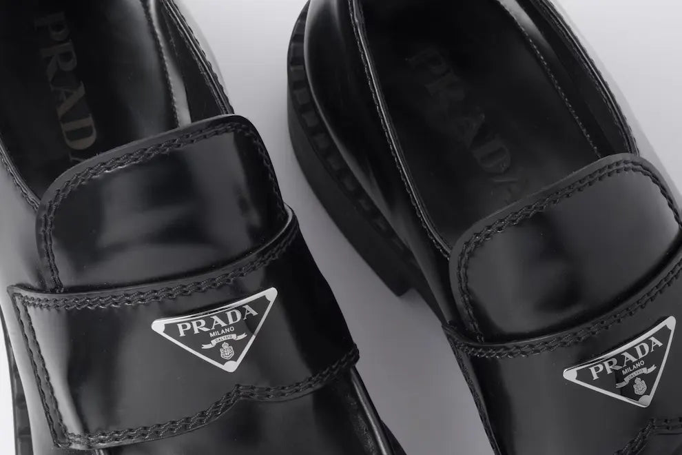 Prada Chocolate Brushed Leather Loafers