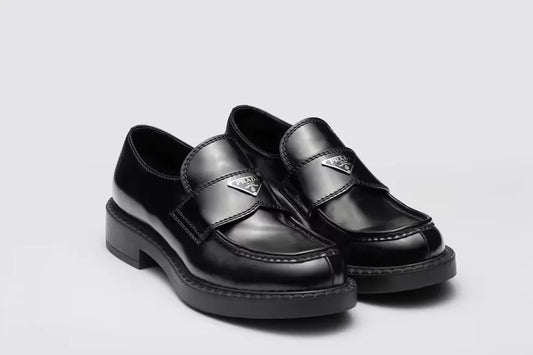 Prada Chocolate Brushed Leather Loafers