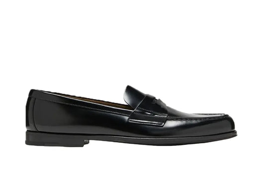 Prada Triangle Logo Brushed Leather Penny Loafers