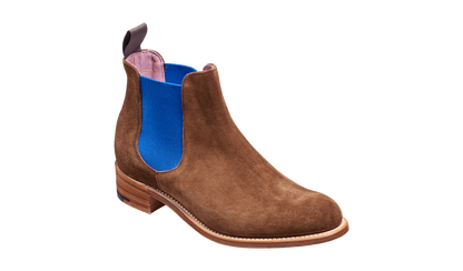 Women’s Violet Chelsea Boots – Brown Castagnia Suede with Blue Elastic