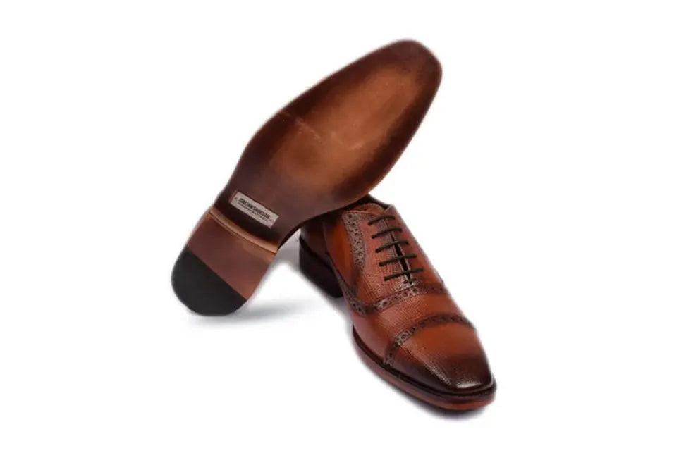 Wingtip Captoe Classy Brown Italian Leather Shoes