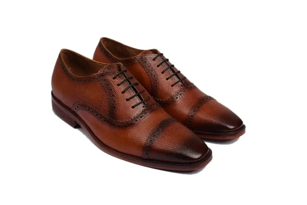 Wingtip Captoe Classy Brown Italian Leather Shoes