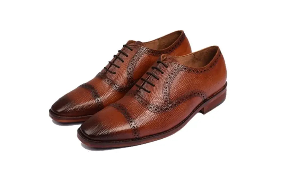 Wingtip Captoe Classy Brown Italian Leather Shoes