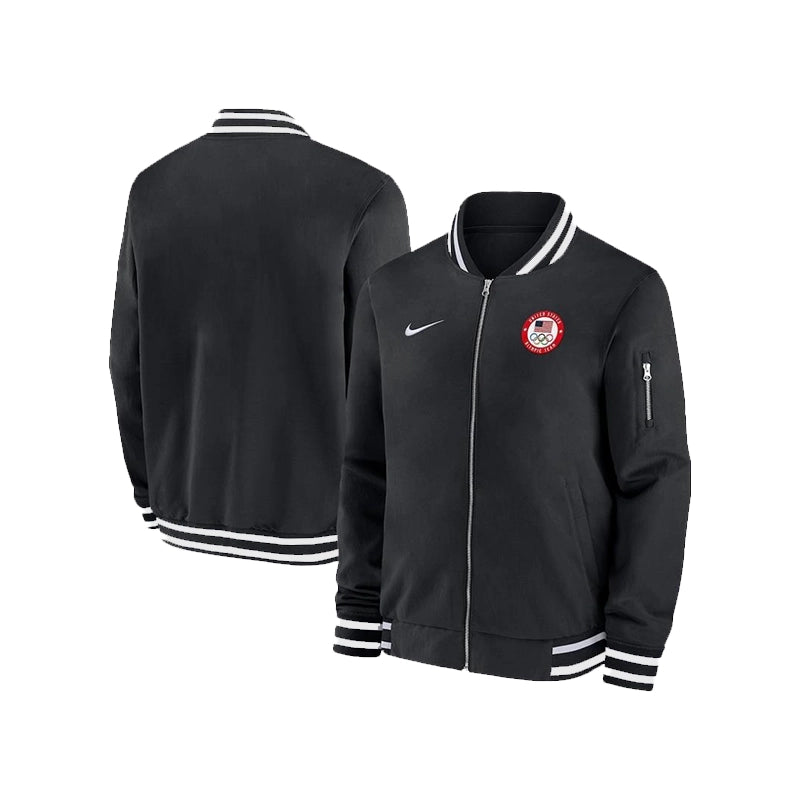 Nike Black Team USA Full-Zip Bomber Jacket