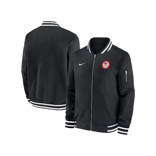 Nike Black Team USA Full-Zip Bomber Jacket