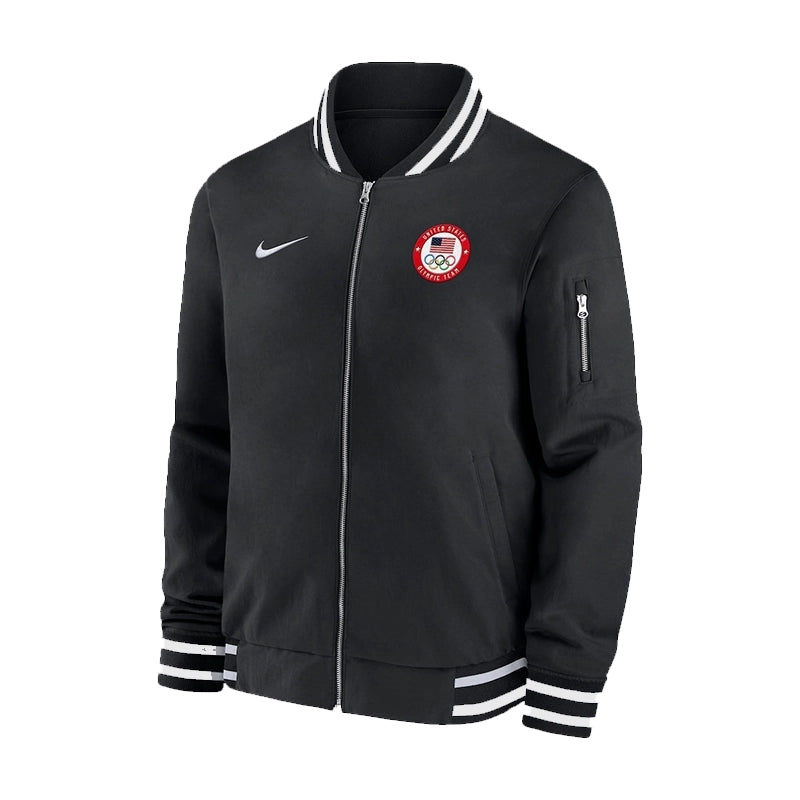 Nike Black Team USA Full-Zip Bomber Jacket